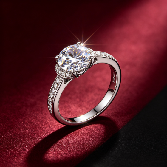 1CT Moissanite Engagement Ring - Custom Engraved